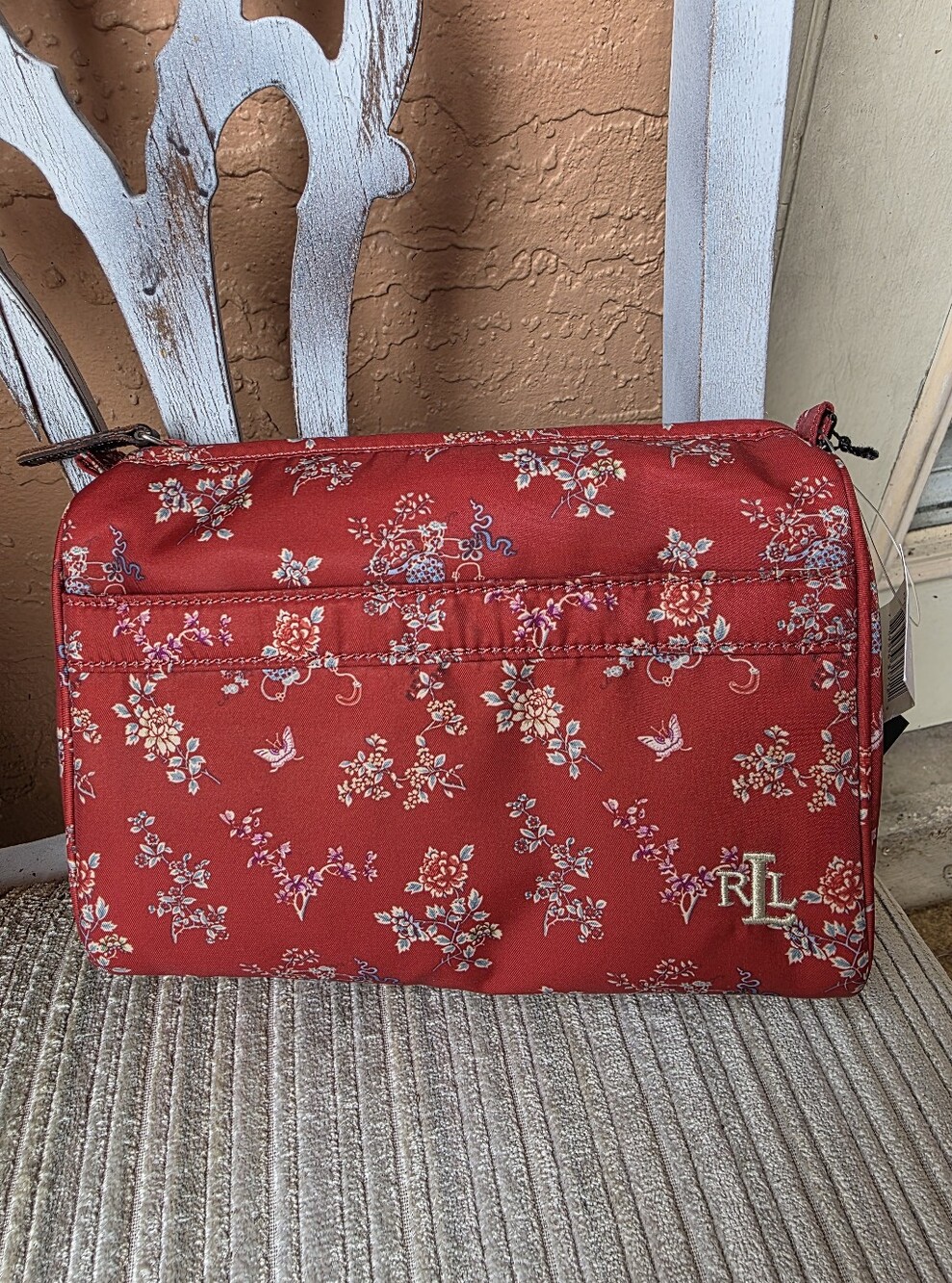Ralph Lauren Red Floral Cosmetic Pouch